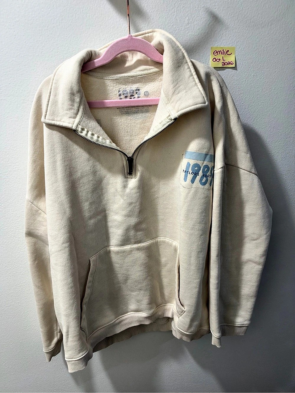 Taylor Swift 1989 We Found Wonderland Quarter Zip Pullover Sweatshirt Cream